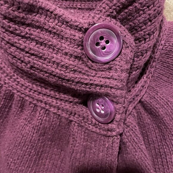 Old Navy Womens Cape Cardigan  Chunky Knit Open Sweater Purple Button Small - Picture 2 of 9